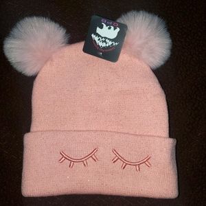 Pink pom pom beanie (child)
